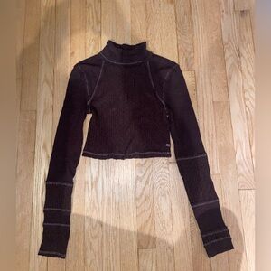 BDG Brown Cropped Long Sleeve Top